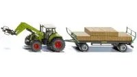 Claas Tractor & Oehler Bale Trailer 1/50 Diecast Model by Siku - Green Farm Toy Set