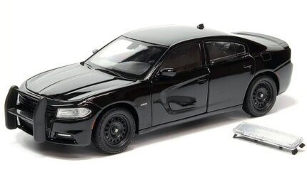 2016 Dodge Charger Pursuit Police Interceptor 1/24 Diecast Model Car by Welly - Black Unmarked Collectible